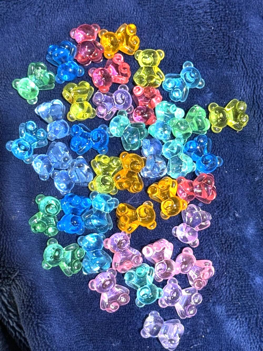40 Assorted Translucent Resin Teddy Bear Figurines - Multi Color